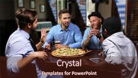  Presentation with young people in the club - Amazing slide set having young people eating pizza backdrop and a wine colored foreground