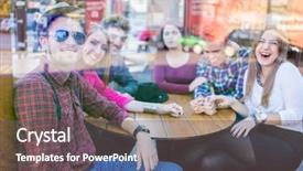  Presentation with cafeteria - PPT layouts enhanced with young people enjoying and having fun at city cafeteria background and a gray colored foreground