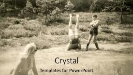  Presentation with 1960s - PPT theme having young people exercising outdoor 1960 background and a soft green colored foreground