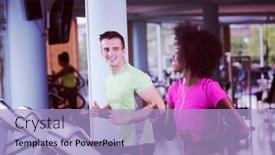  Presentation with running treadmill - Beautiful theme featuring young people exercisinng a cardio on treadmill running machine in modern gym backdrop and a light blue colored foreground