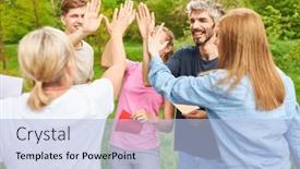  Presentation with motivation - Slides featuring young-people-give-the-high background and a light blue colored foreground