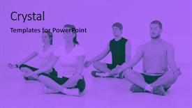  Presentation with duo - PPT theme with young people group in excercise background and a light blue colored foreground