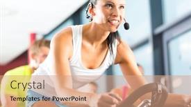  Presentation with group fitness - Presentation theme consisting of young people - group of women and men - doing exercise in the gym for fitness background and a coral colored foreground