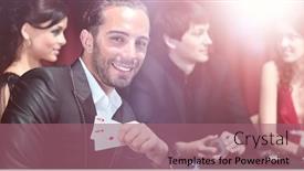  Presentation with casino - Audience pleasing slide set consisting of young people have a good time in casino backdrop and a violet colored foreground