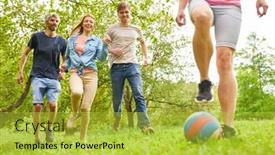  Presentation with summer event - Slide set having young-people-have-fun-playing background and a yellow colored foreground