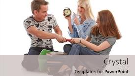  Presentation with examination - Beautiful theme featuring young people have not time to be prepared for examination students backdrop and a light gray colored foreground