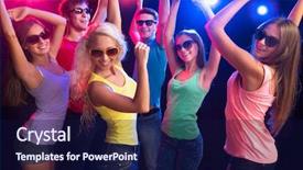  Presentation with young people diversity - Cool new PPT theme with young people having fun dancing backdrop and a  colored foreground