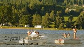  Presentation with fun - Theme having young-people-having-fun background and a gold colored foreground