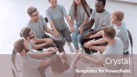  Presentation with holding hands - Slide deck consisting of young-people-holding-each background and a gray colored foreground