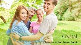  Presentation with fellowship - Presentation enhanced with young-people-hug-each background and a yellow colored foreground