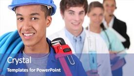  Presentation with career - PPT theme consisting of young people illustrating different career background and a ocean colored foreground