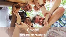  Presentation with circle - Theme enhanced with young-people-in-a-circle background and a coral colored foreground