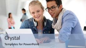  Presentation with lounge - PPT layouts featuring young people in college lounge background and a  colored foreground