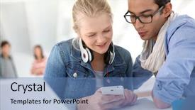  Presentation with lounge - PPT layouts featuring young people in college lounge background and a teal colored foreground