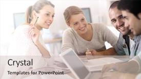  Presentation with college - Presentation theme consisting of young people in college studying background and a  colored foreground