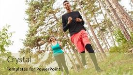 Presentation with country - Beautiful slide set featuring young-people-in-cross-country backdrop and a  colored foreground