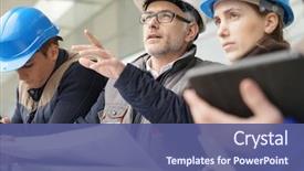  Presentation with engineering - Slide set having young people in engineering background and a ocean colored foreground