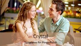  Presentation with people enjoying - Theme enhanced with young people in love enjoying their happy time together background and a coral colored foreground