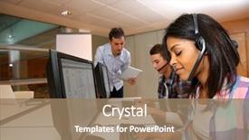  Presentation with dog training class - Slides with young people in marketing training background and a coral colored foreground