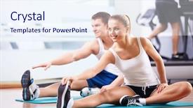  Presentation with young people in the club - Audience pleasing PPT theme consisting of young people in the fitness backdrop and a  colored foreground