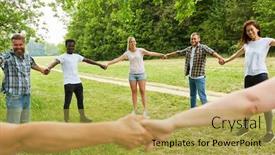  Presentation with stand - Slides having young-people-in-the-park background and a yellow colored foreground