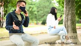  Presentation with social distancing - Theme having young-people-keeping-social-distancing background and a lemonade colored foreground