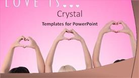  Presentation with hearts - Presentation theme having young people makes hearts using fingers on pink background background and a lavender colored foreground