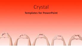  Presentation with hearts - Beautiful slide deck featuring young people makes hearts using fingers on red background backdrop and a dark gray colored foreground