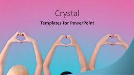  Presentation with pink blue - Theme featuring young people makes hearts using fingers on pink-blue background background and a coral colored foreground