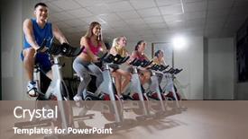  Presentation with people - Theme consisting of young people on cycle indoors background and a gray colored foreground