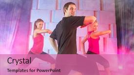  Presentation with zumba - PPT theme with young people practicing zumba dancing background and a coral colored foreground