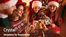  Presentation with toasting - Slides enhanced with young people preparing champaign background and a tawny brown colored foreground