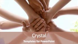  Presentation with volunteer - Amazing theme having young people putting hands together backdrop and a coral colored foreground