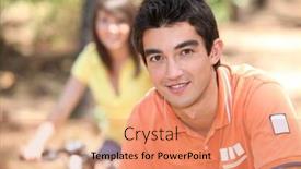  Presentation with forest - Audience pleasing presentation consisting of young-people-riding-bikes backdrop and a coral colored foreground