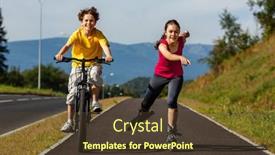  Presentation with cycling - Colorful presentation enhanced with young-people-rollerblading-and-cycling backdrop and a tawny brown colored foreground