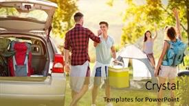  Presentation with people - Presentation design consisting of young people say hello background and a yellow colored foreground