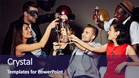  Presentation with new year - Beautiful presentation featuring young-people-saying-toast backdrop and a navy blue colored foreground