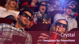  Presentation with cinema - Slides with young people sitting at cinema background and a tawny brown colored foreground