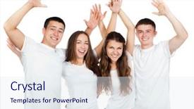 Presentation with people - PPT layouts with young people smiling over white background and a  colored foreground