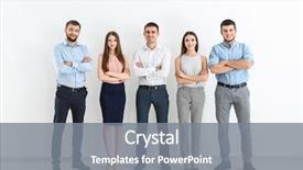  Presentation with people unity - Presentation theme enhanced with young people standing together background and a gray colored foreground