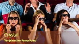  Presentation with movie theater - Audience pleasing PPT layouts consisting of young people strained watching 3d backdrop and a  colored foreground