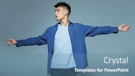  Presentation with casual young people - PPT theme enhanced with young-people-studio-portrait background and a teal colored foreground