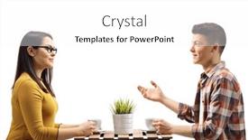  Presentation with people talking - PPT layouts enhanced with young-people-talking background and a white colored foreground