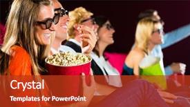  Presentation with movie theater - Presentation with young people watching 3d movie background and a crimson colored foreground