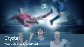  Presentation with young people diversity - Presentation design enhanced with young people watching football match background and a ocean colored foreground