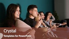  Presentation with movie - Presentation theme enhanced with young people watching movie background and a tawny brown colored foreground