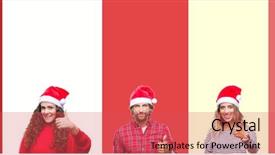  Presentation with people collage - PPT theme having young people wearing chrismast background and a red colored foreground