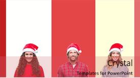  Presentation with collage of diversity people - PPT theme with young people wearing chrismast background and a red colored foreground