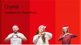  Presentation with people collage - PPT layouts with young people wearing chrismast background and a  colored foreground