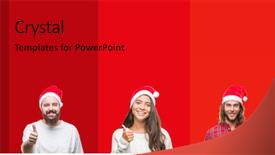  Presentation with people collage - Audience pleasing slides consisting of young people wearing chrismast backdrop and a crimson colored foreground